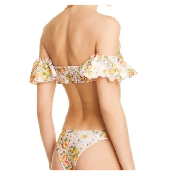 FARM RIO Tangerine Dream Flutter Sleeve Bikini Top Womens Medium Pink Floral NEW - Picture 2 of 12